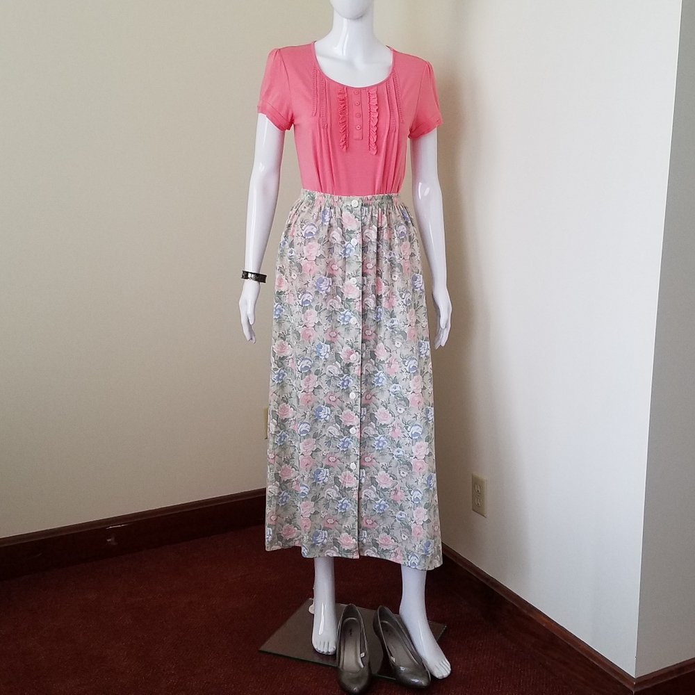 Shenanigans Long Floral Bottom Down Skirt Size L